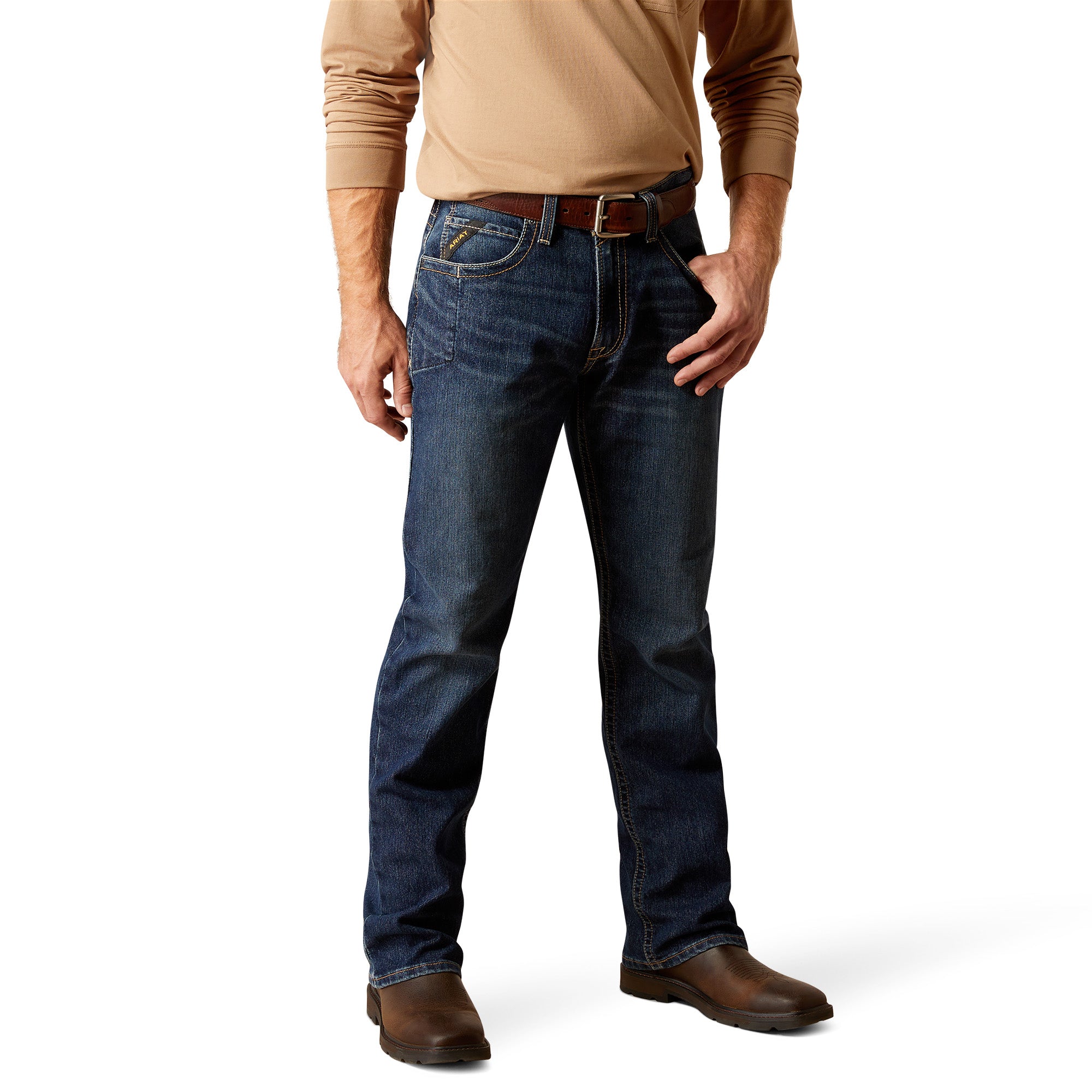 Ariat Men's Rebar M4 Durastretch Basic Boot Cut Jeans 10021854, Blue, Low Rise