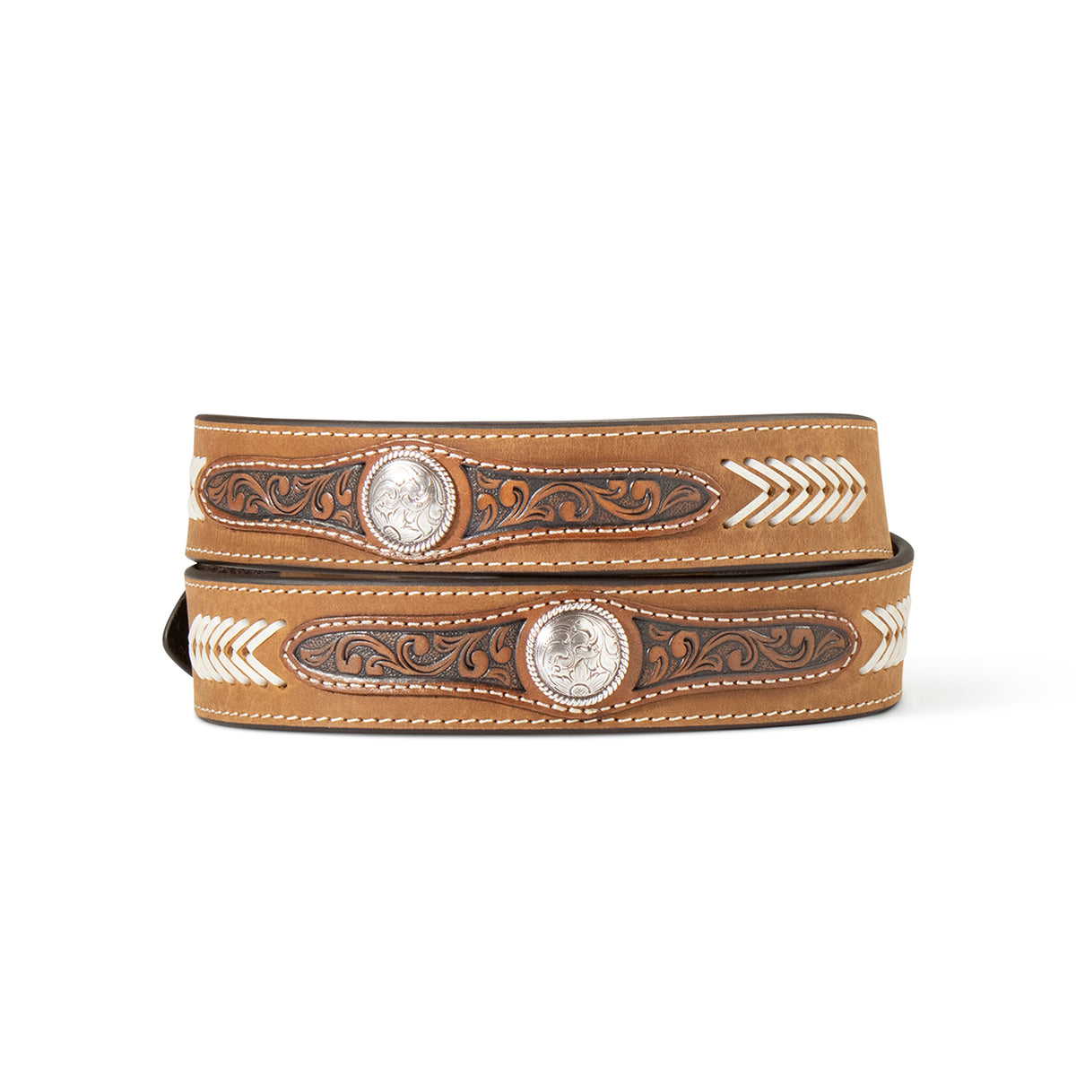 Ceinture Pour Fille Ariat à Motifs Floraux Et Clous Argentés - Cuir Et Dentelle, Tailles 20-30 - 2