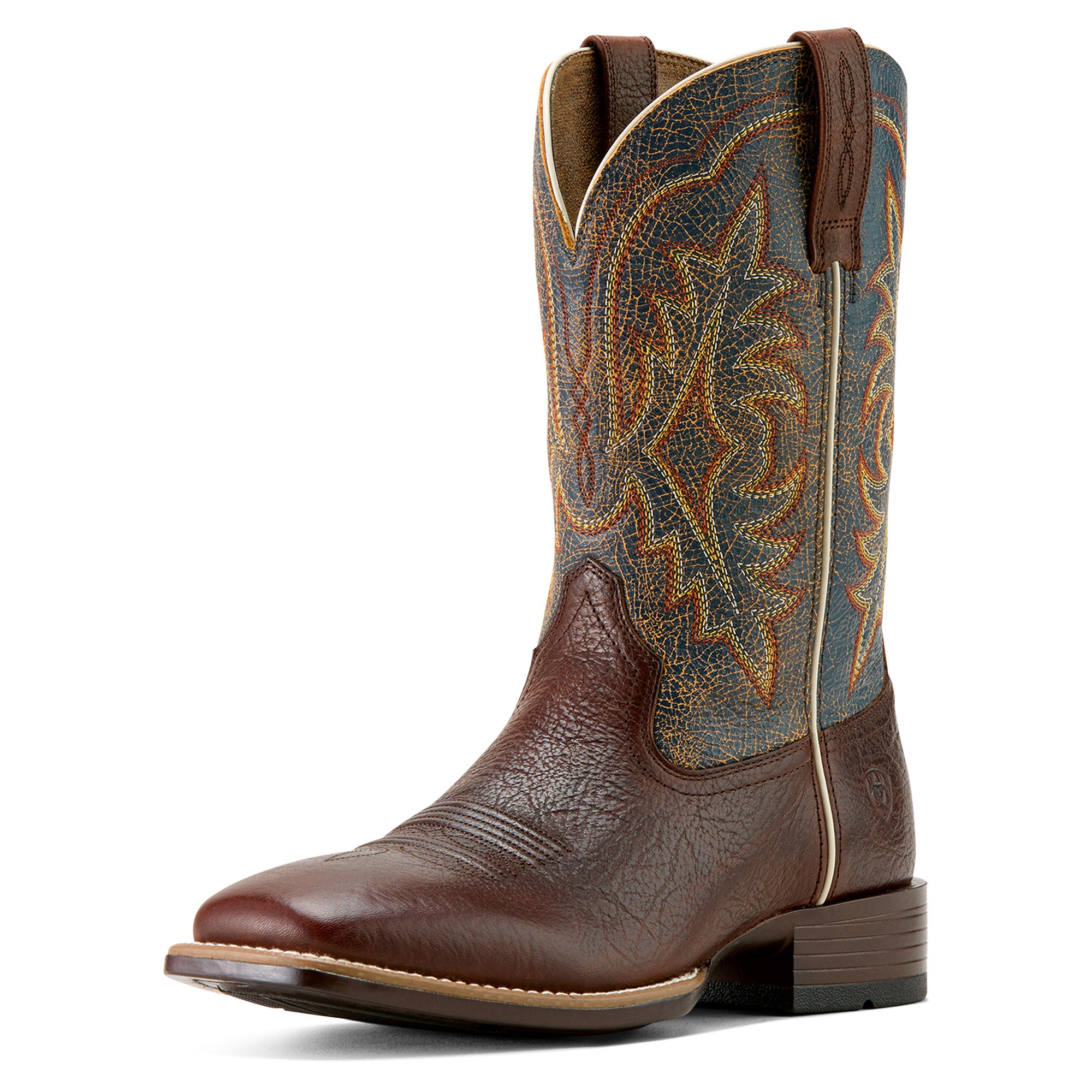 Men's Big Bass & Royal Blue Wide Square Toe Western Boot