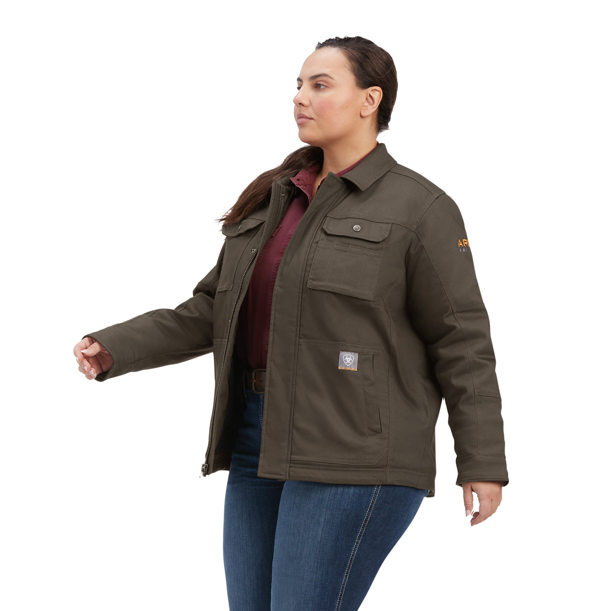 Veste Ariat Homme – Petit Champs Kaki – Doublure Sherpa, Capuche, Taille S – Occasion Parfait état