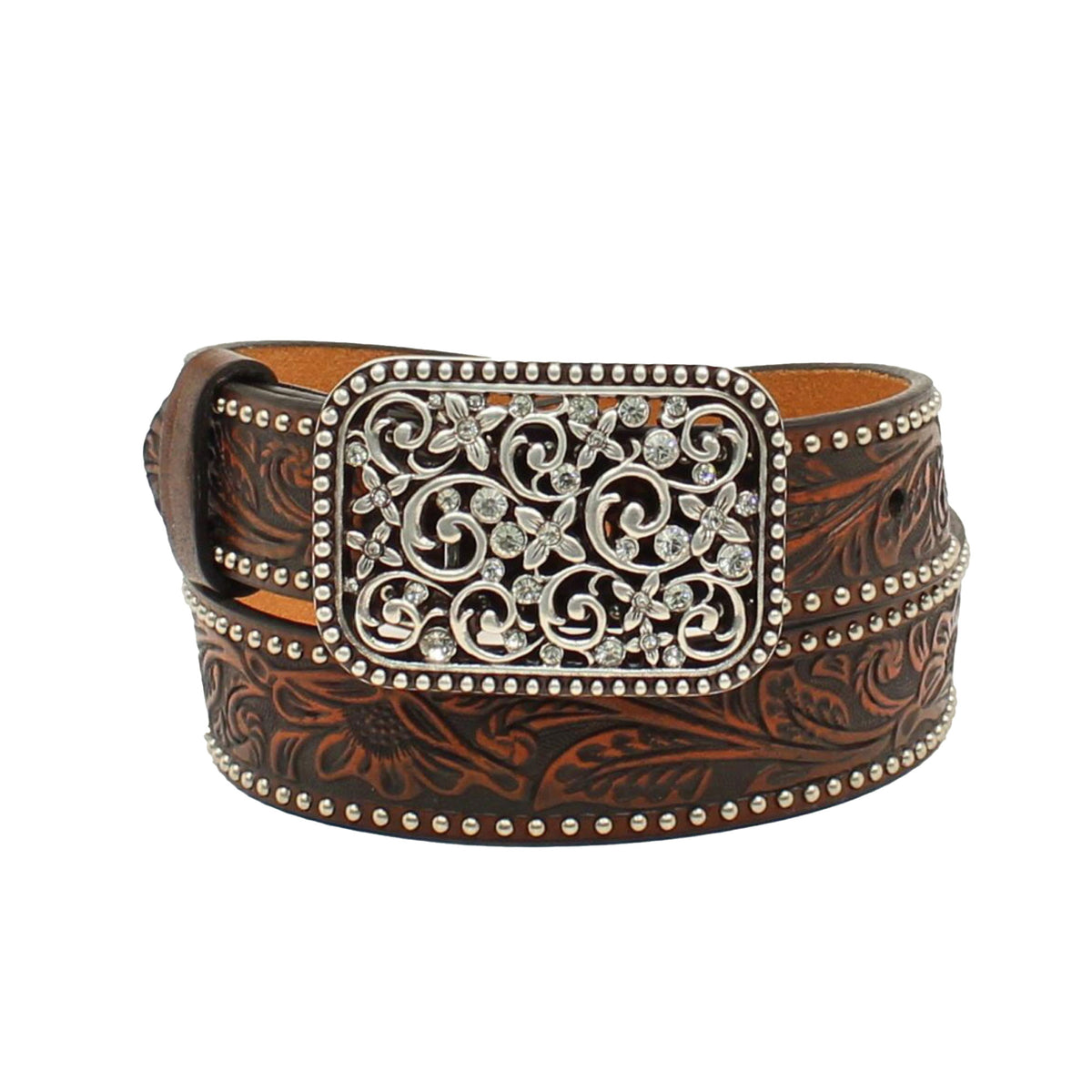 Ariat Men's Straight Floral Buckle Embossed Leather Belt - New With Tags