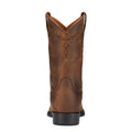 Brown leather cowboy boot on a white background