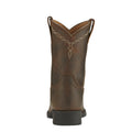 Brown leather boot on a white background