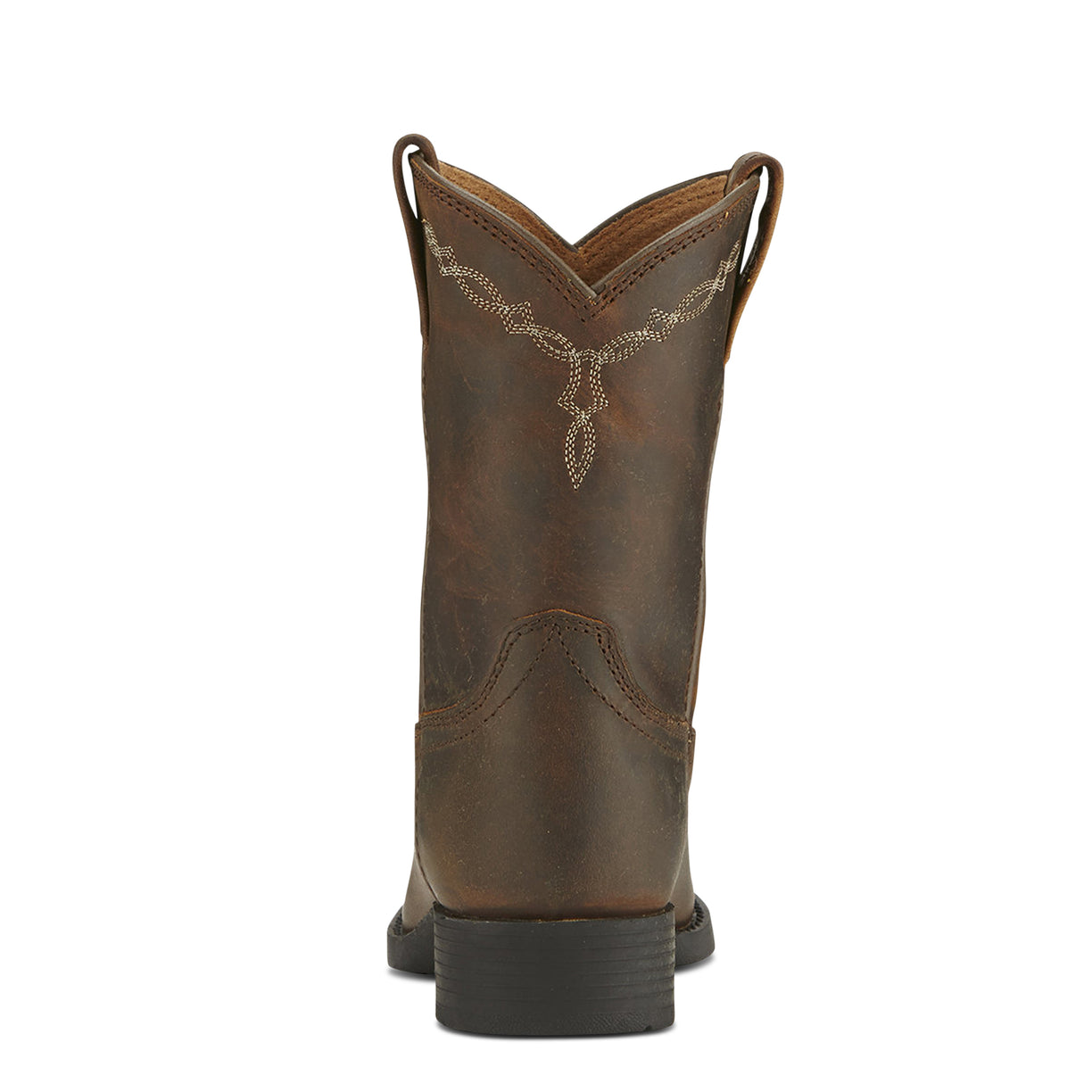 Brown leather boot on a white background