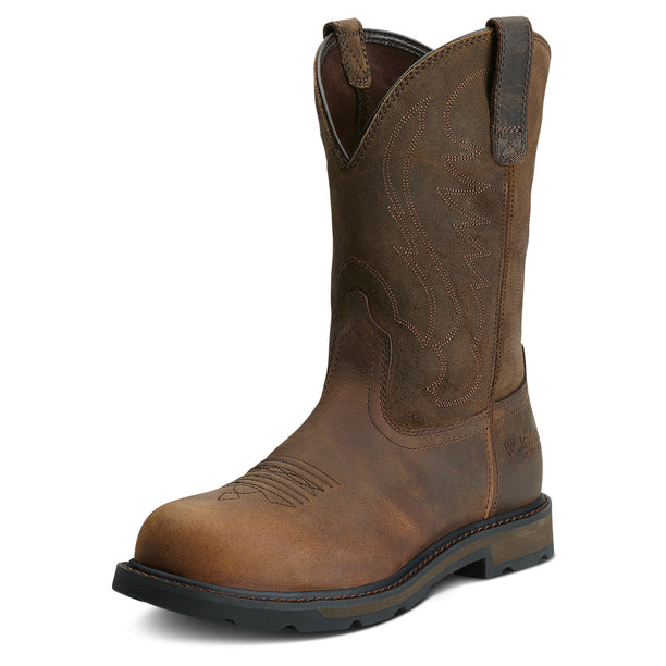 Ariat Men's Groundbreaker Steel Toe Boots in brown leather - Front
