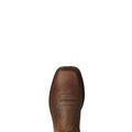 Brown leather boot on a white background