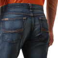 Ariat Men's M7 Rocker Stretch Legacy Stackable Straight Leg Jeans in dark blue denim - Detail