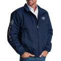 Navy jacket with Ariat logo on a white background