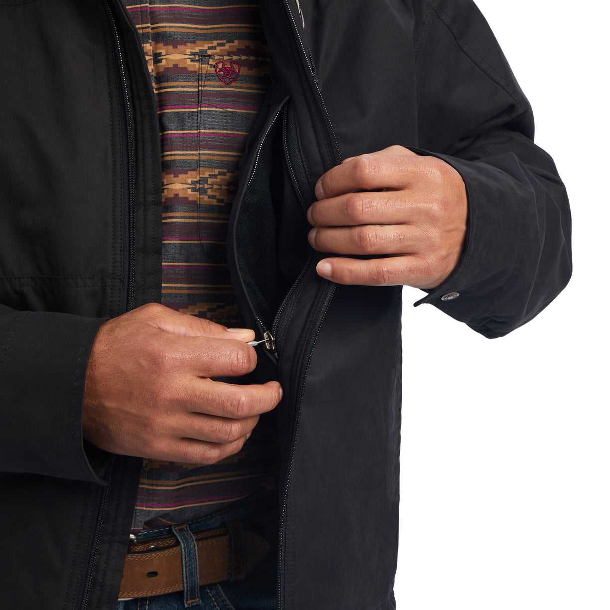 Ariat Men's Grizzly Canvas Jacket in black - Detail