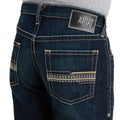 Ariat Men's M5 Straight Winfield Straight Leg Jeans in dark blue denim - Detail