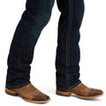 Ariat Men's M5 Straight Winfield Straight Leg Jeans in dark blue denim - Detail