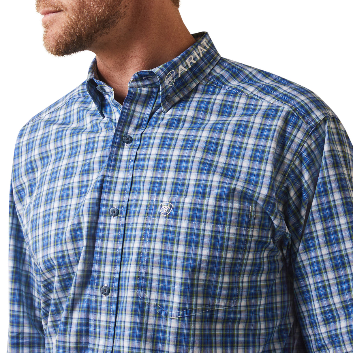 Ariat Men's Pro Series Team Samson Classic Fit Shirt in blue pattern - Detail