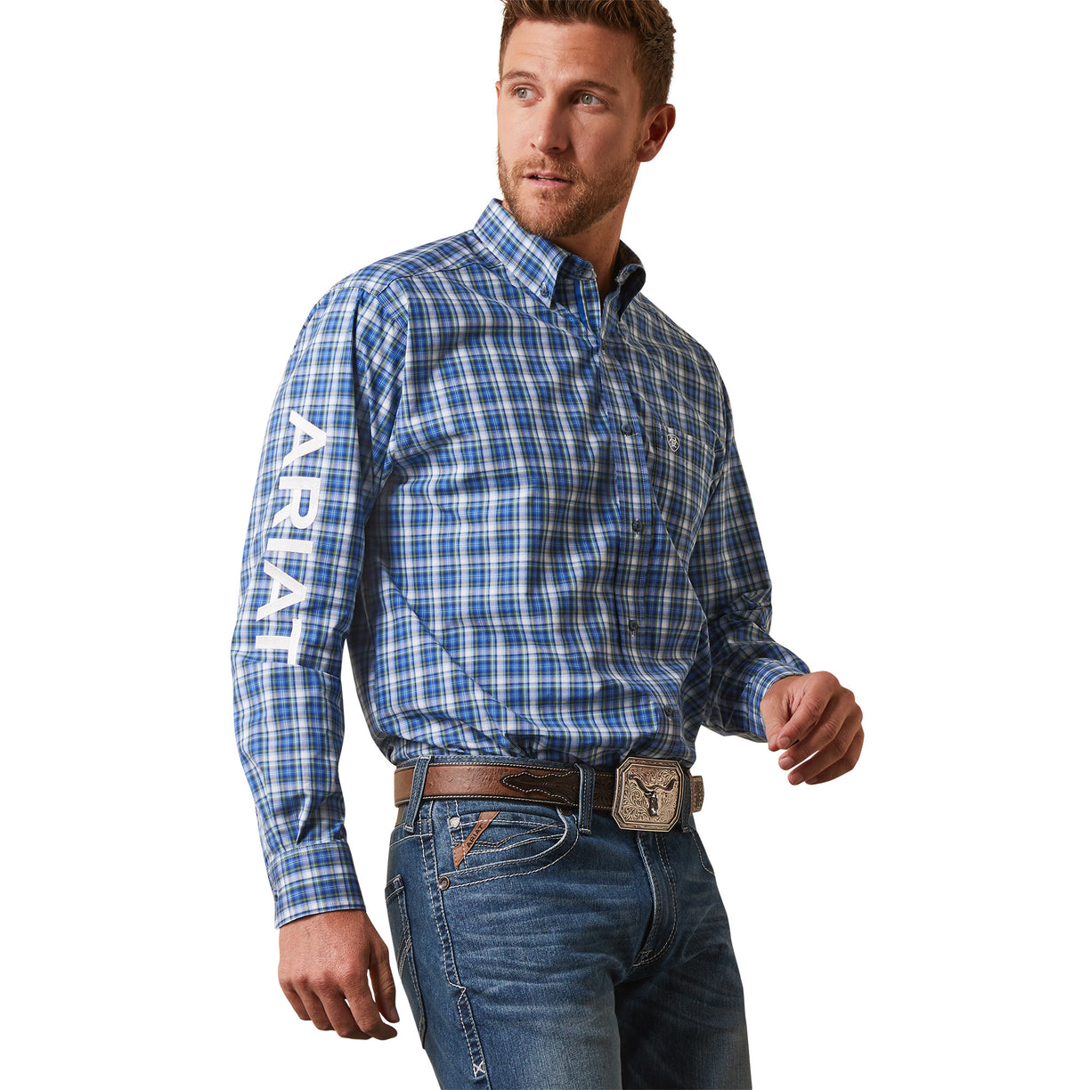 Ariat Men's Pro Series Team Samson Classic Fit Shirt in blue pattern - Front