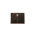 Ariat bifold wallet in distressed brown leather with a silver shield concho