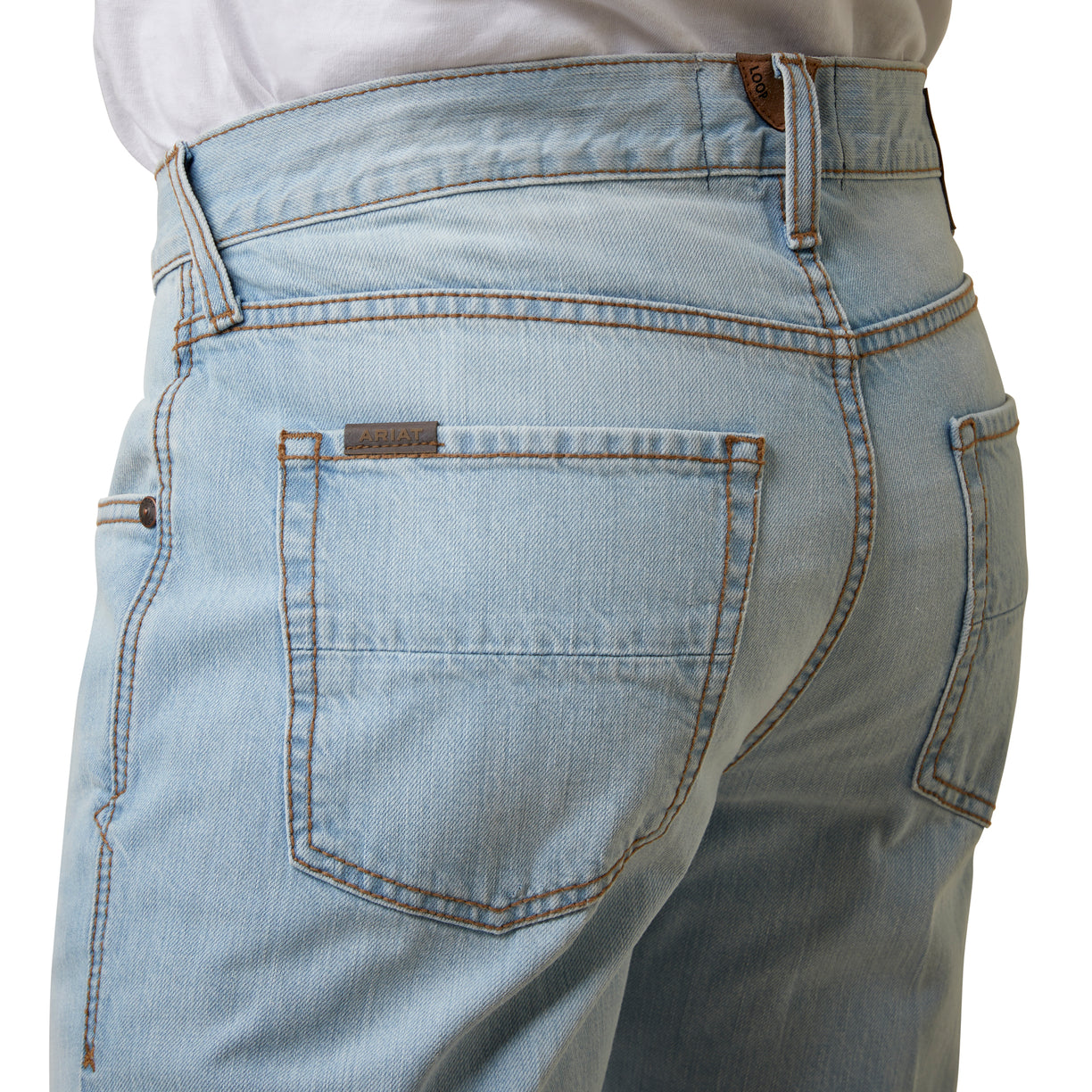 Ariat Men's M5 Straight Leg Eli Jeans in blue denim - Detail