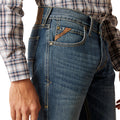 Ariat Men's M7 Slim Ezra Straight Leg Jeans in blue denim - Detail