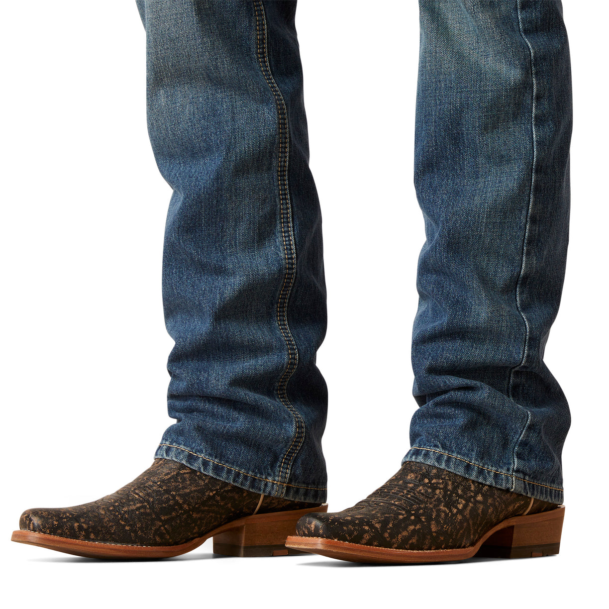 Ariat Men's M7 Slim Ezra Straight Leg Jeans in blue denim - Detail