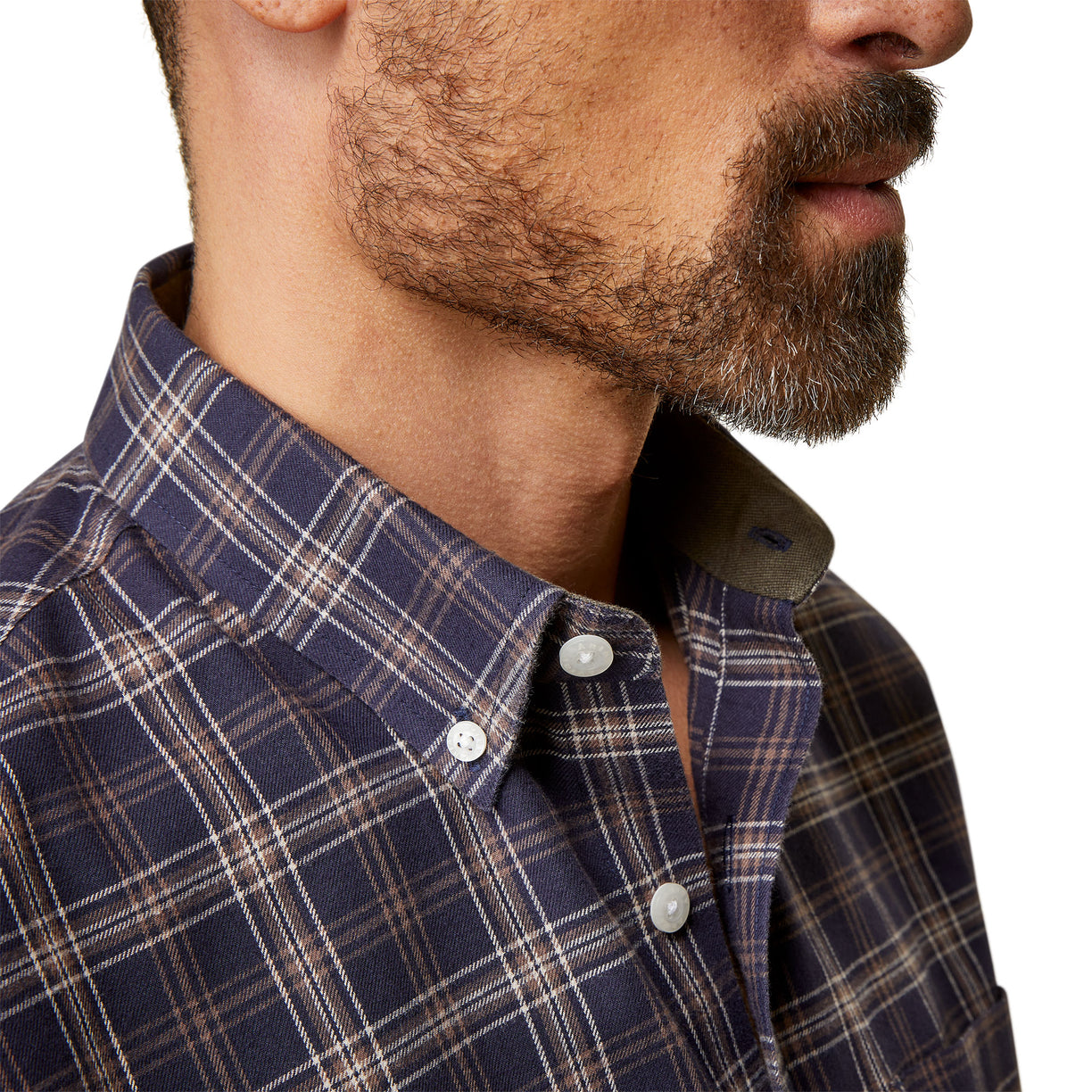 Ariat Men's Clement Shirt in Navy Plaid Detail
