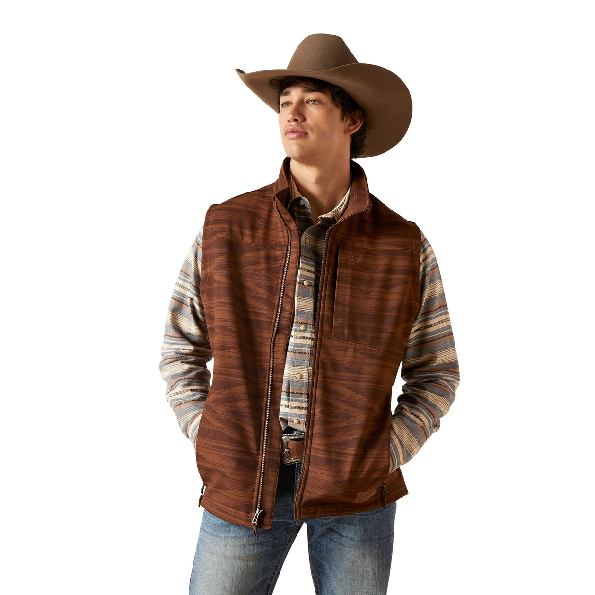 Ariat Men's Logo 2.0 Chimayo Vest in brown pattern - Front