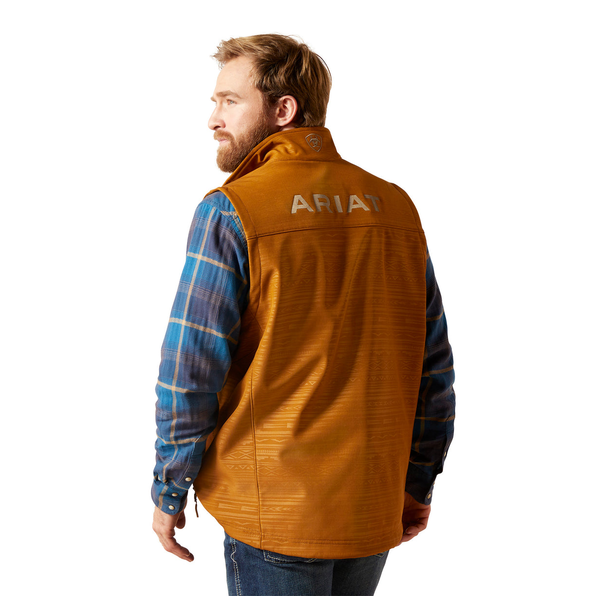 Ariat Men's Logo 2.0 Softshell Vest in brown - Back