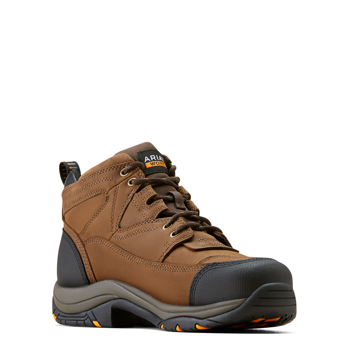 Ariat Men's DuraTerrain Waterproof Steel Toe in distressed brown leather - Angle