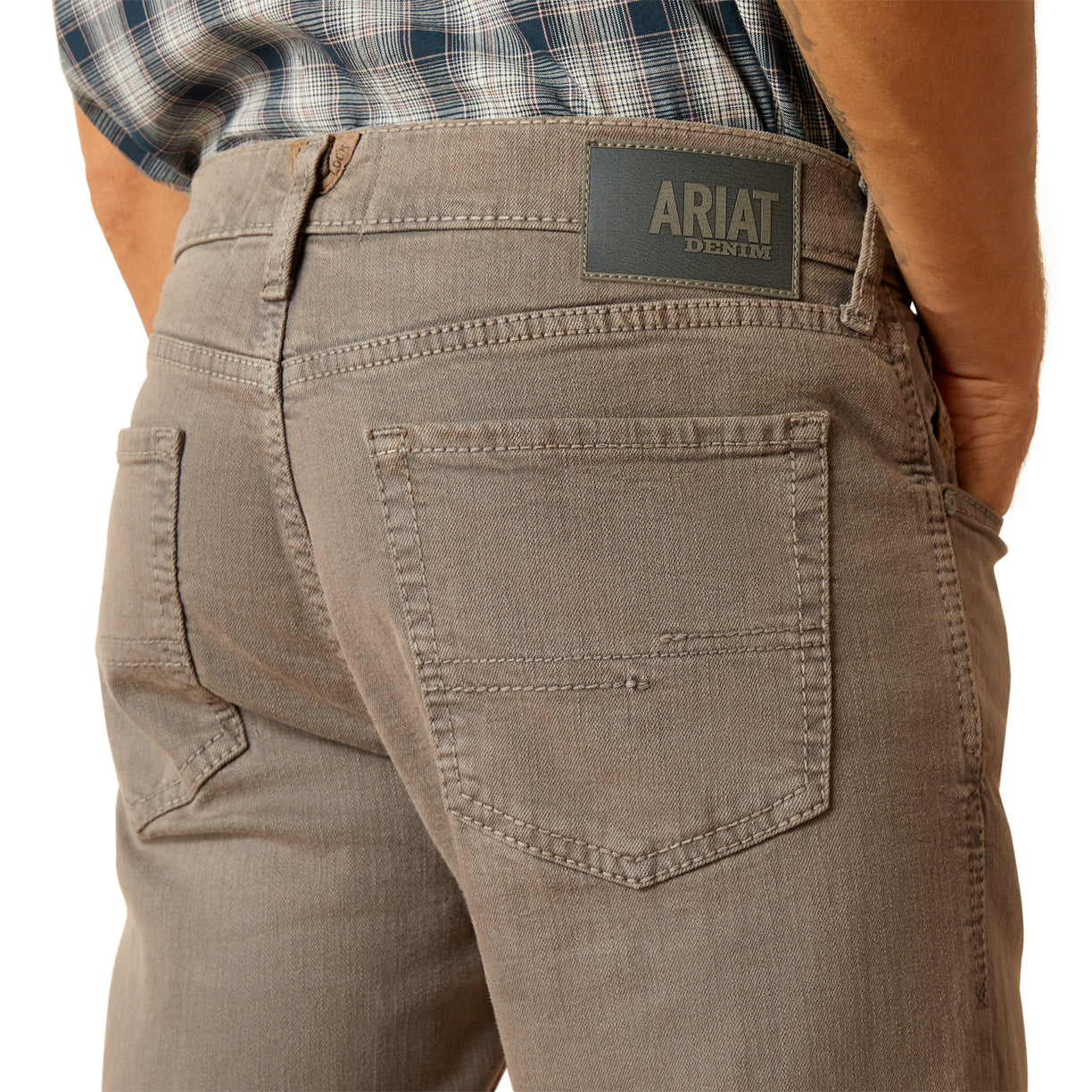 Ariat Men's M5 Straight Hansen Straight Jeans in brown denim - Detail