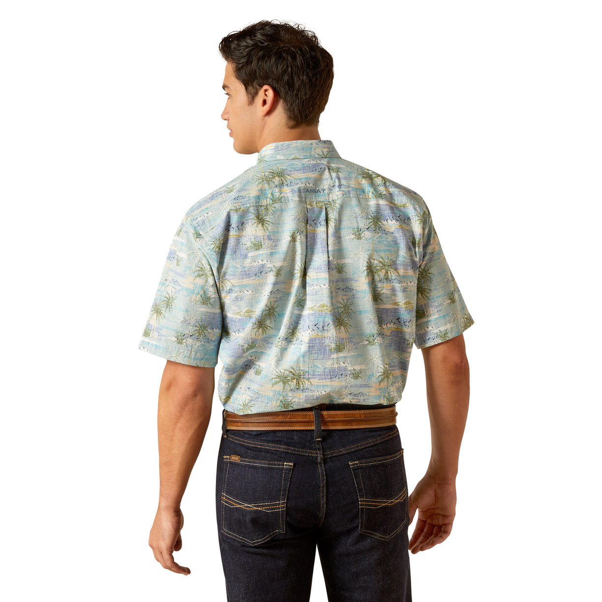 Ariat Men's Edwind Classic Fit Shirt in light blue pattern - Back