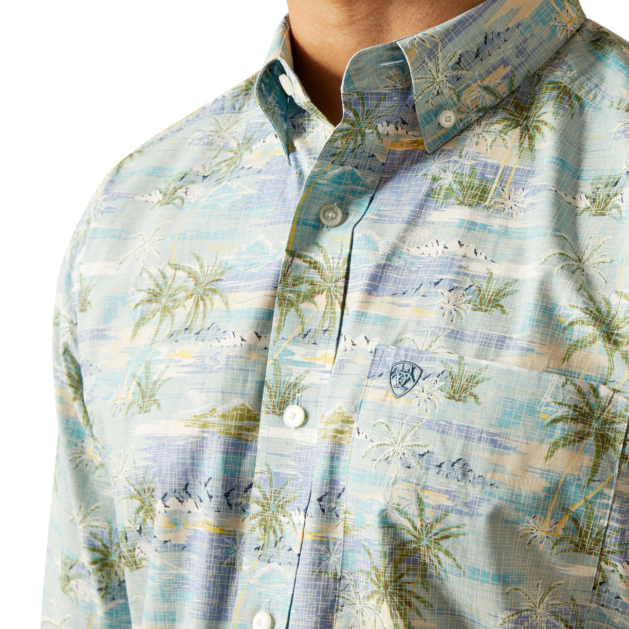 Ariat Men's Edwind Classic Fit Shirt in light blue pattern - Detail