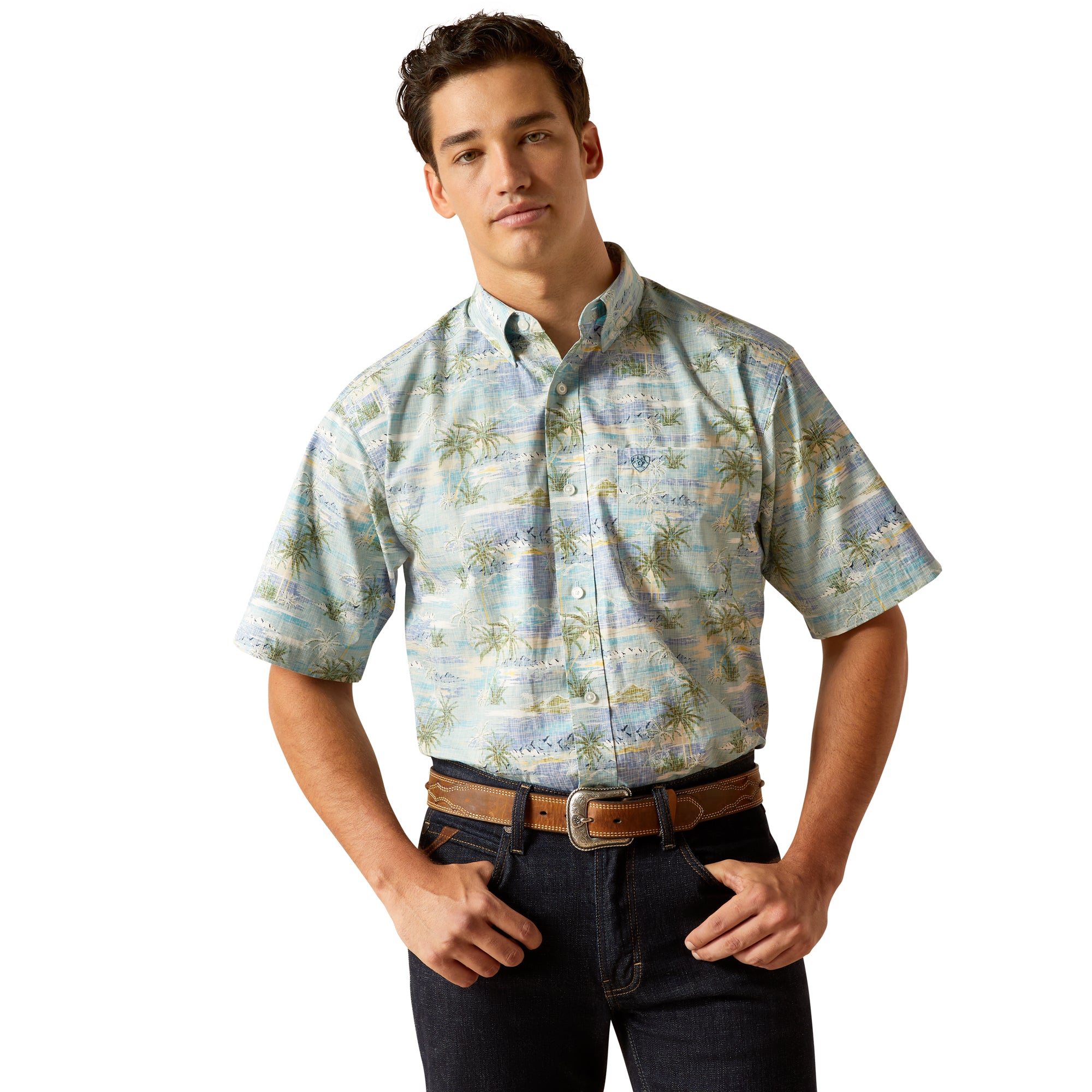 ARIAT Men's Edwind Classic Fit Shirt – Rugged Woven Poplin Button-Down For Casual Wear
