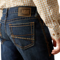 Ariat Men's M7 Slim Gleeson Straight Jeans in dark blue denim - Detail