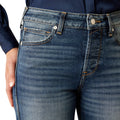 Ariat Women's High Rise Bridle Slim Straight Jeans in blue denim - Detail