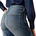 Ariat Women's High Rise Bridle Slim Straight Jeans in blue denim - Detail