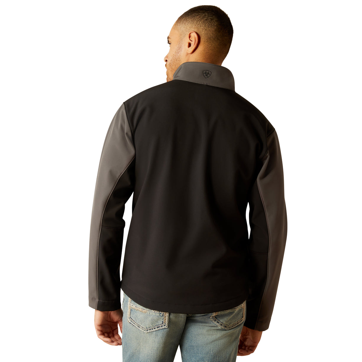 Ariat Men's Logan Softshell Jacket in black & grey - Back