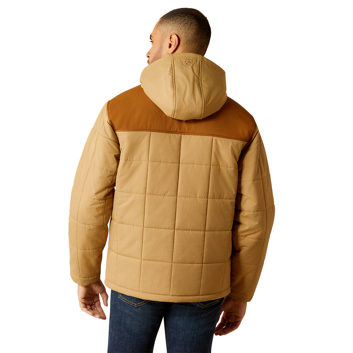 Ariat Men's Crius Hooded Insulated Jacket in Beige & Brown Colour Back