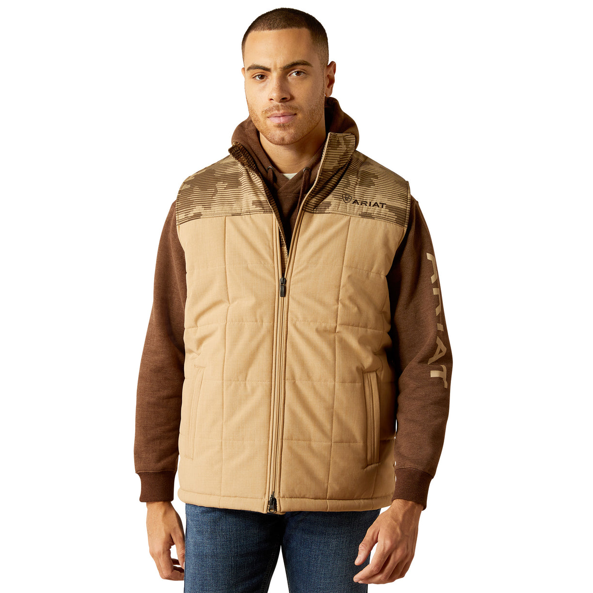 Ariat Men's Crius Insulated Vest in beige - Front