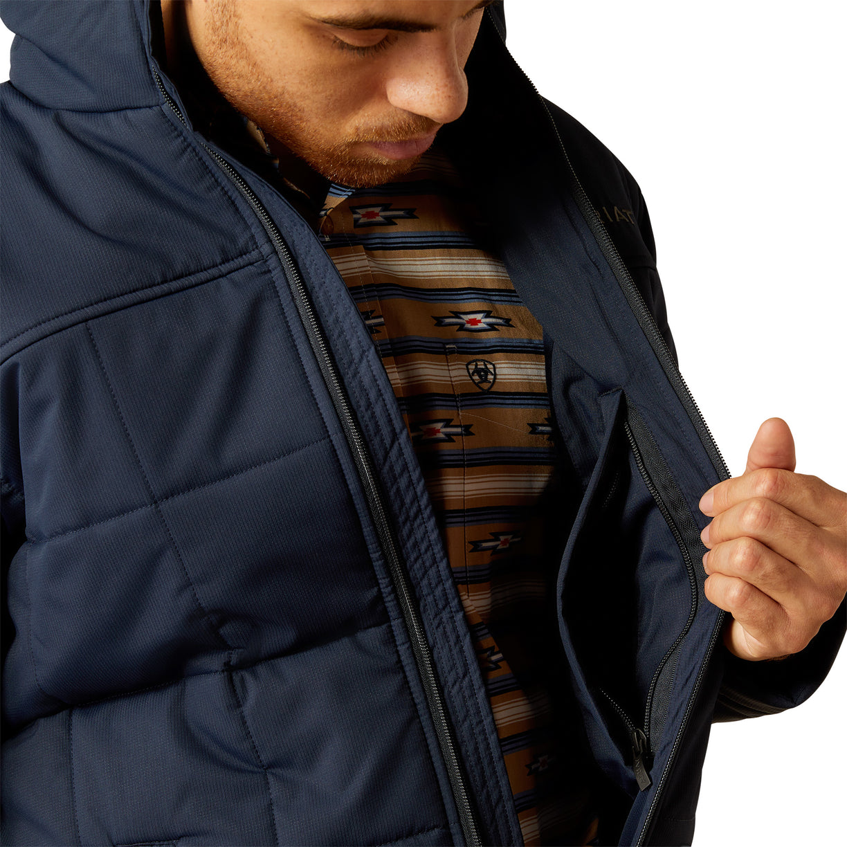 Ariat Men's Crius Insulated Jacket in Dark Blue Detail