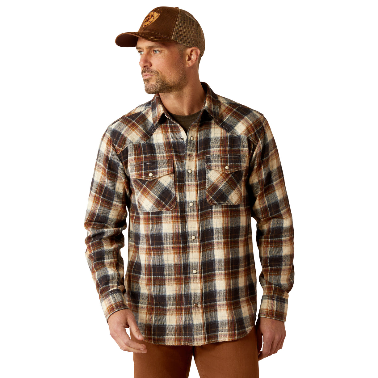 Ariat Men's Harford Retro Fit Shirt in plaid pattern - Front