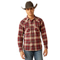 Ariat Men's Harlee Retro Fit Shirt in red and white plaid pattern - Front