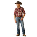 Ariat Men's Harlee Retro Fit Shirt in red and white plaid pattern - Full