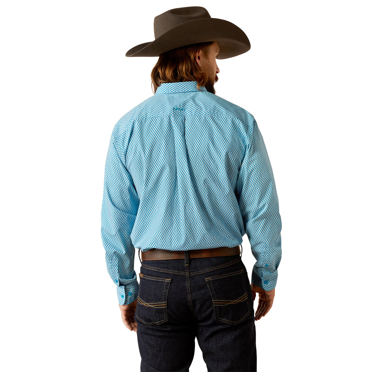 Ariat Men's Johnson Classic Fit Shirt in blue - Back