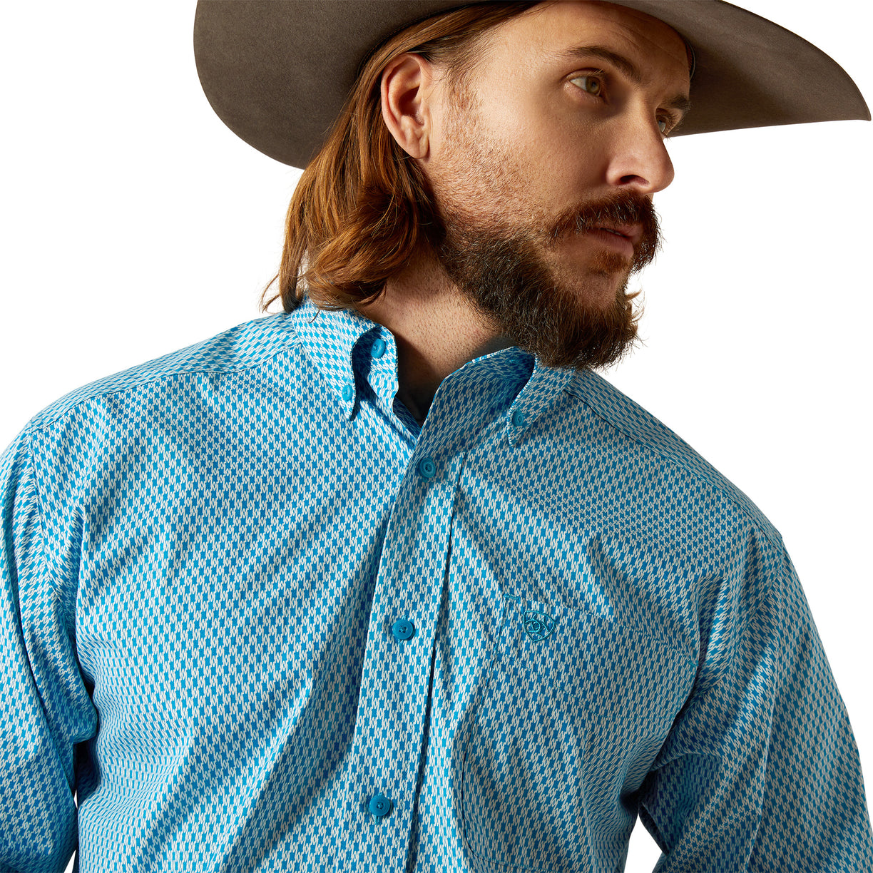 Ariat Men's Johnson Classic Fit Shirt in blue - Detail