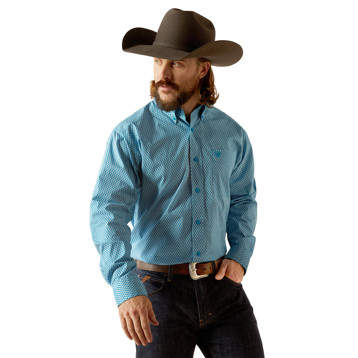 Ariat Men's Johnson Classic Fit Shirt in blue - Front