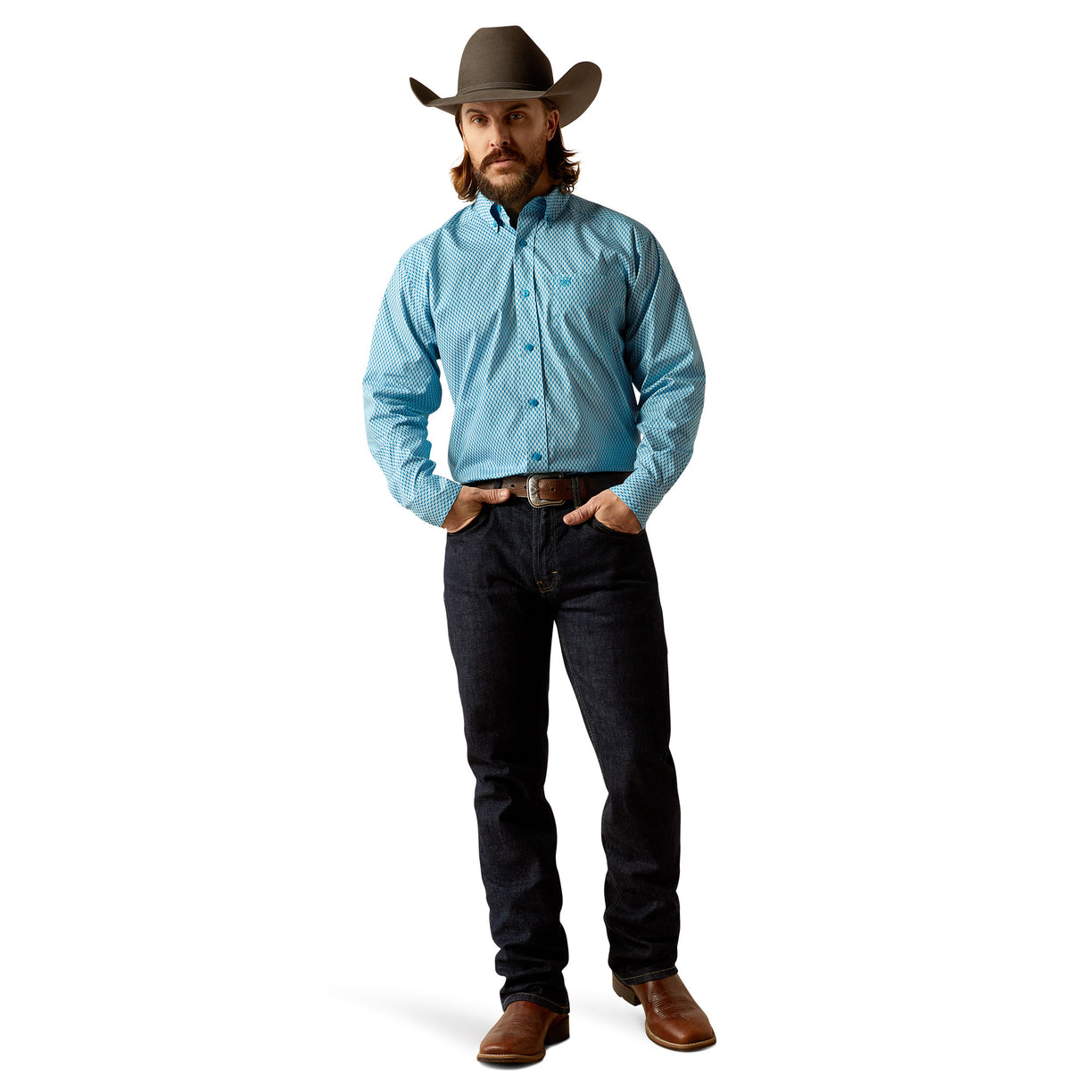 Ariat Men's Johnson Classic Fit Shirt in blue - Full
