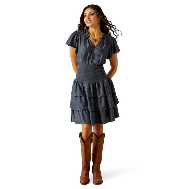 Ariat Stellar Dress in Medium Blue Chambray colour