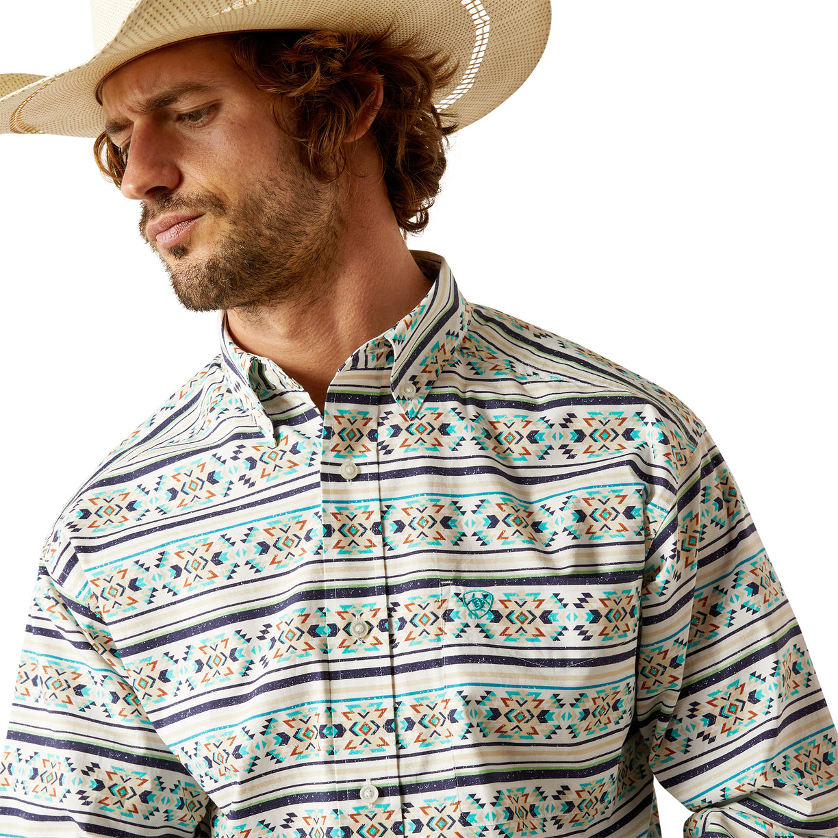 Ariat Men's Judge Classic Fit Shirt in multi-coloured pattern - Detail