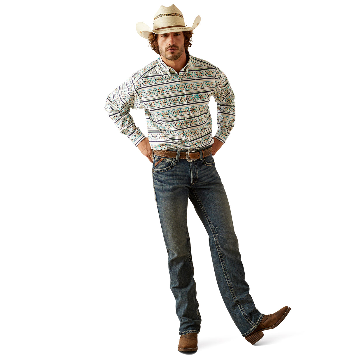 Ariat Men's Judge Classic Fit Shirt in multi-coloured pattern - Full