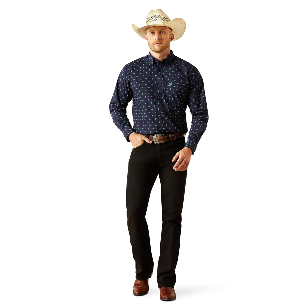 Ariat Men's Jacobi Classic Fit Shirt in navy pattern - Full
