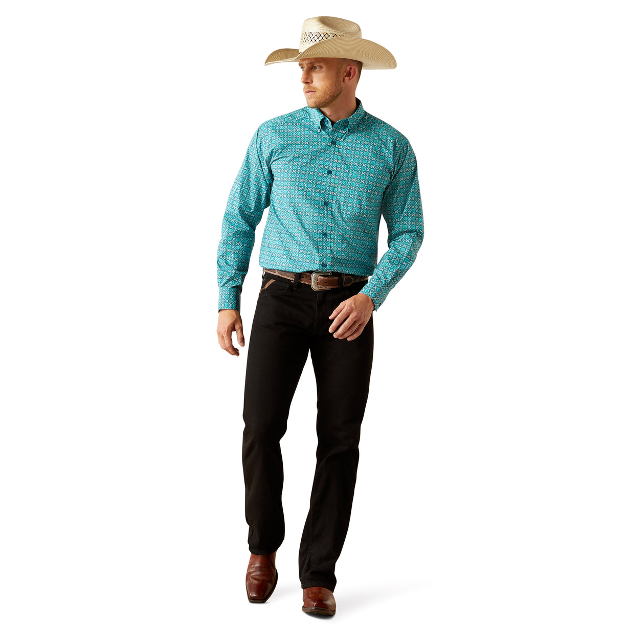 Ariat Men's Jordy Classic Fit Shirt in blue pattern - Full