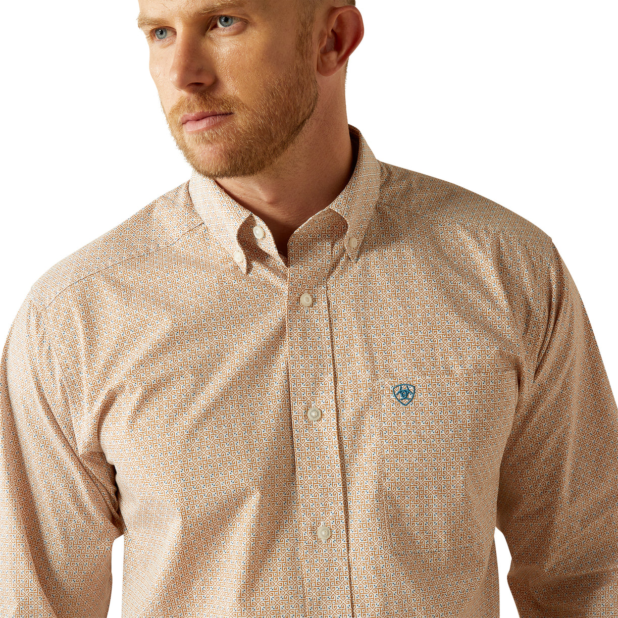 Ariat Men's Johnny Classic Fit Shirt in beige - Detail