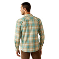 Man wearing a plaid shirt on a white background